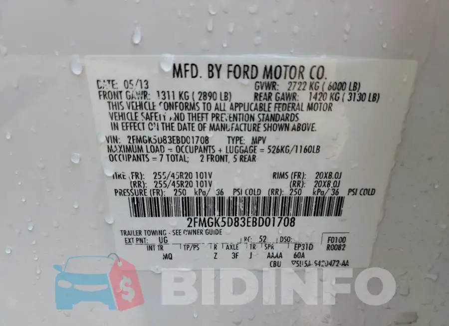 2FMGK5D83EBD01708 Photo# 14