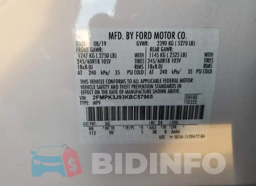 2FMPK3J93KBC57965 Photo# 14
