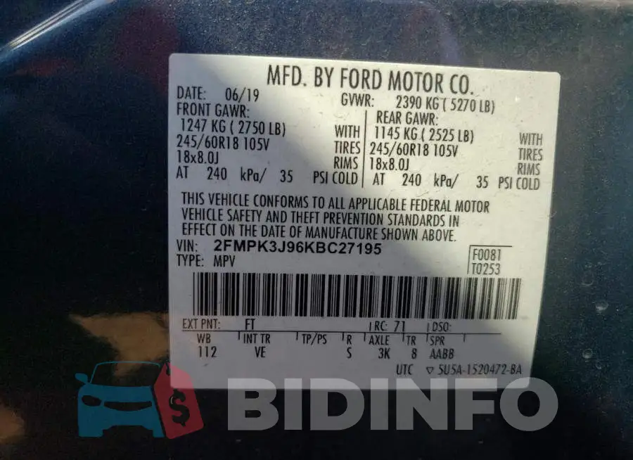 2FMPK3J96KBC27195 Photo# 13