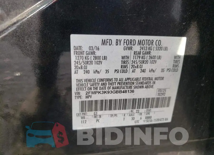 2FMPK3K93GBB48136 Photo# 13