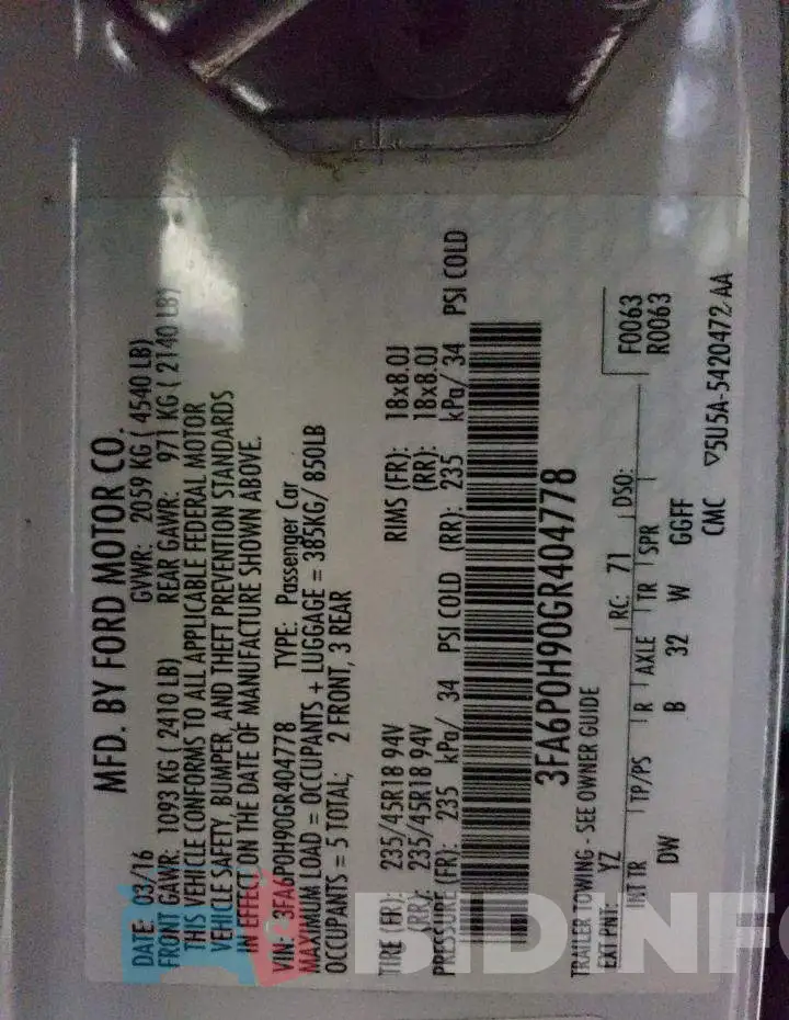3FA6P0H90GR404778 Photo# 12