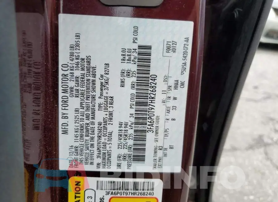 3FA6P0T97HR268240 Photo# 12