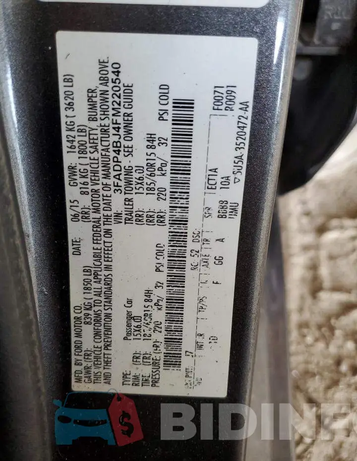 3FADP4BJ4FM220540 Photo# 12