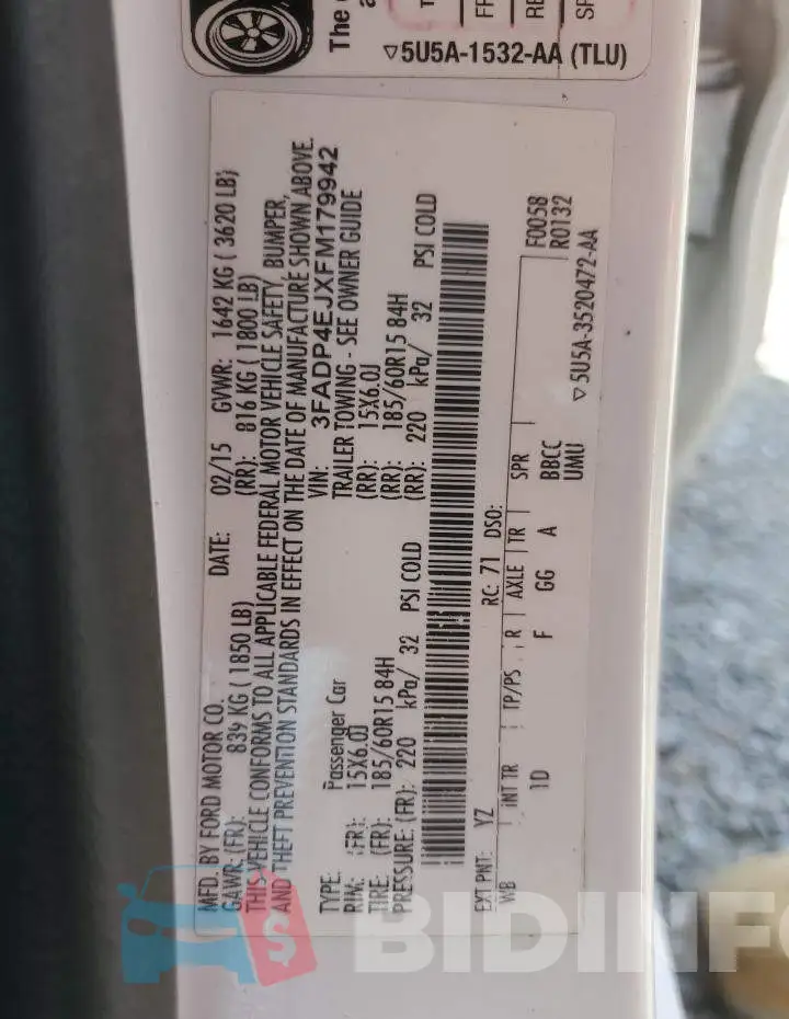 3FADP4EJXFM179942 Photo# 12