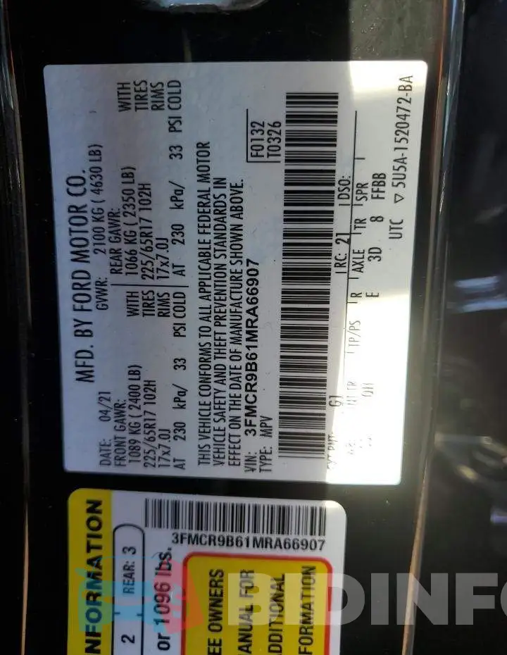 3FMCR9B61MRA66907 Photo# 13
