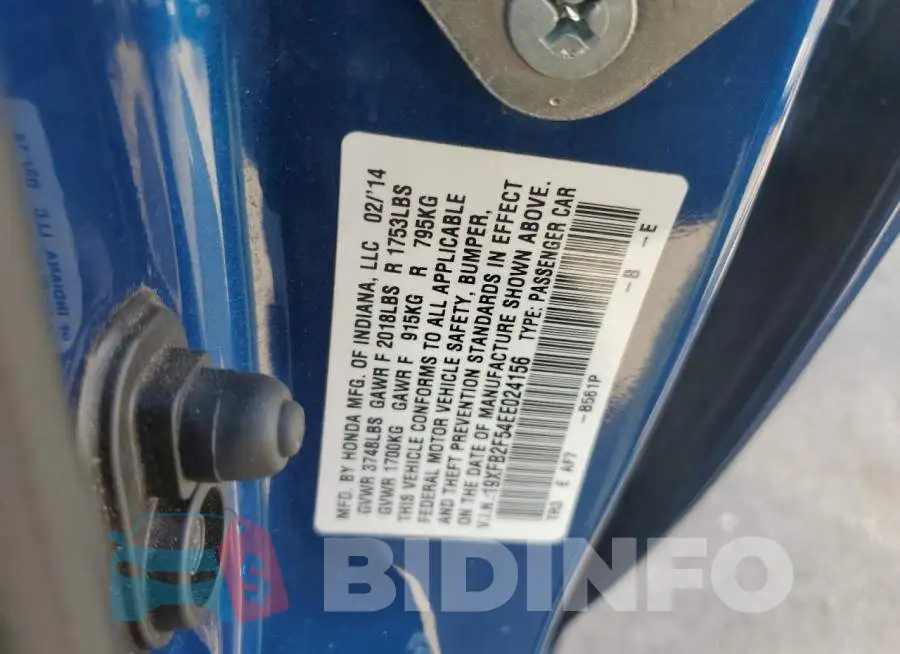 19XFB2F54EE024156 Photo# 12