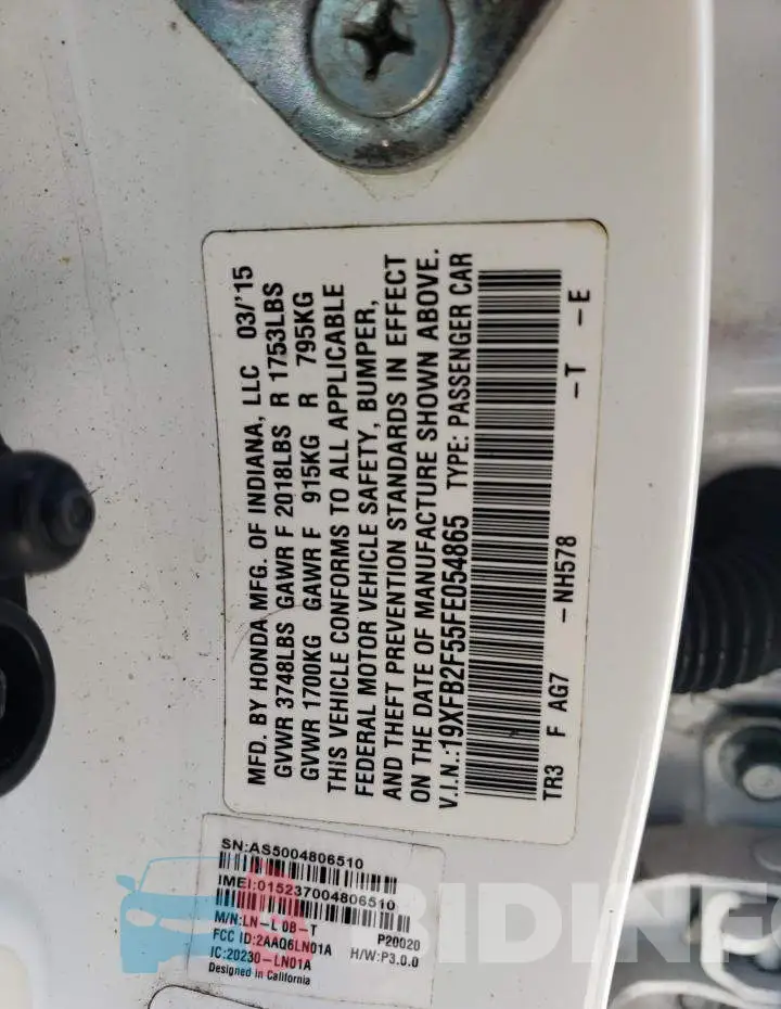 19XFB2F55FE054865 Photo# 12