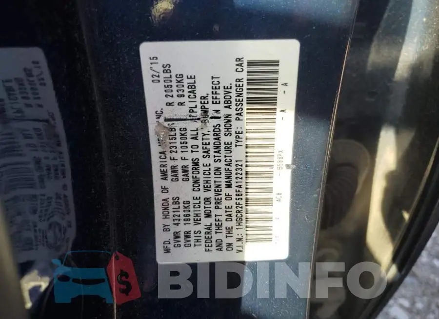 1HGCR2F56FA122321 Photo# 12