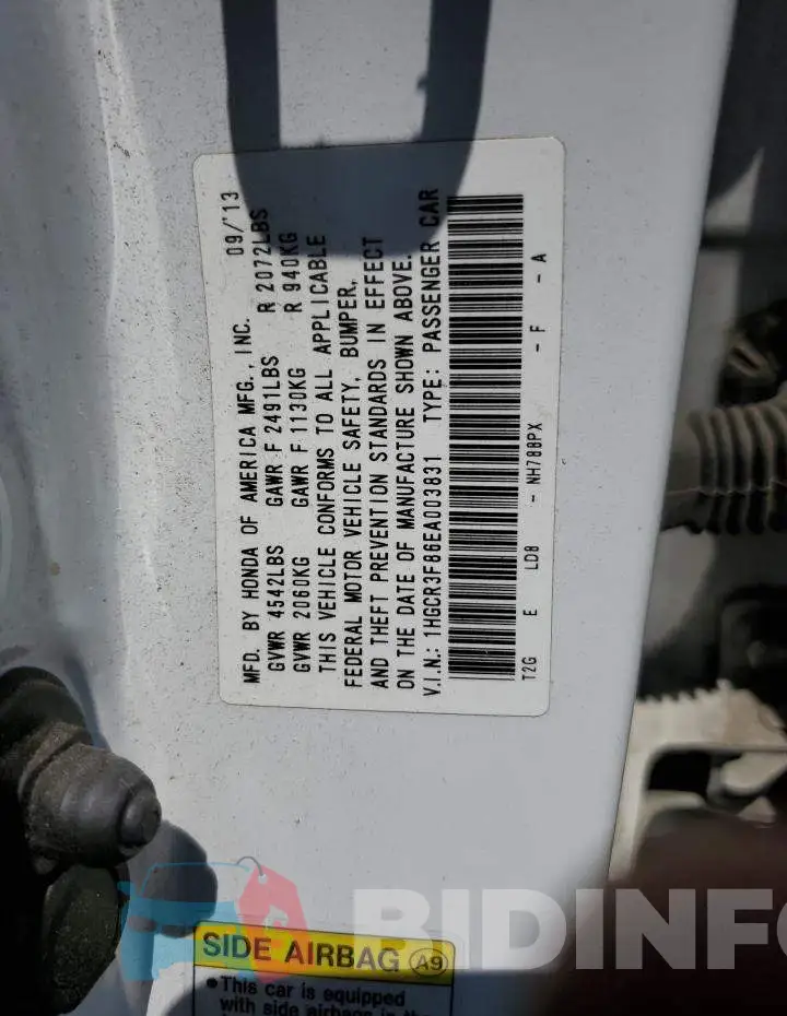 1HGCR3F86EA003831 Photo# 12