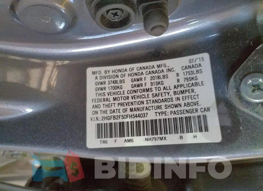 2HGFB2F50FH544037 Photo# 10