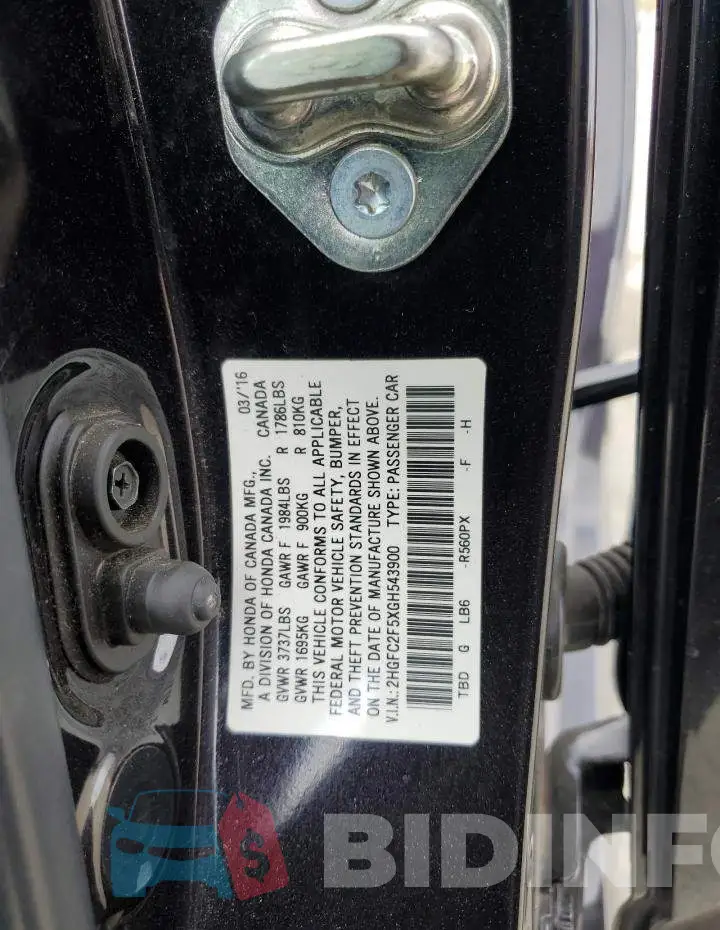 2HGFC2F5XGH543900 Photo# 12