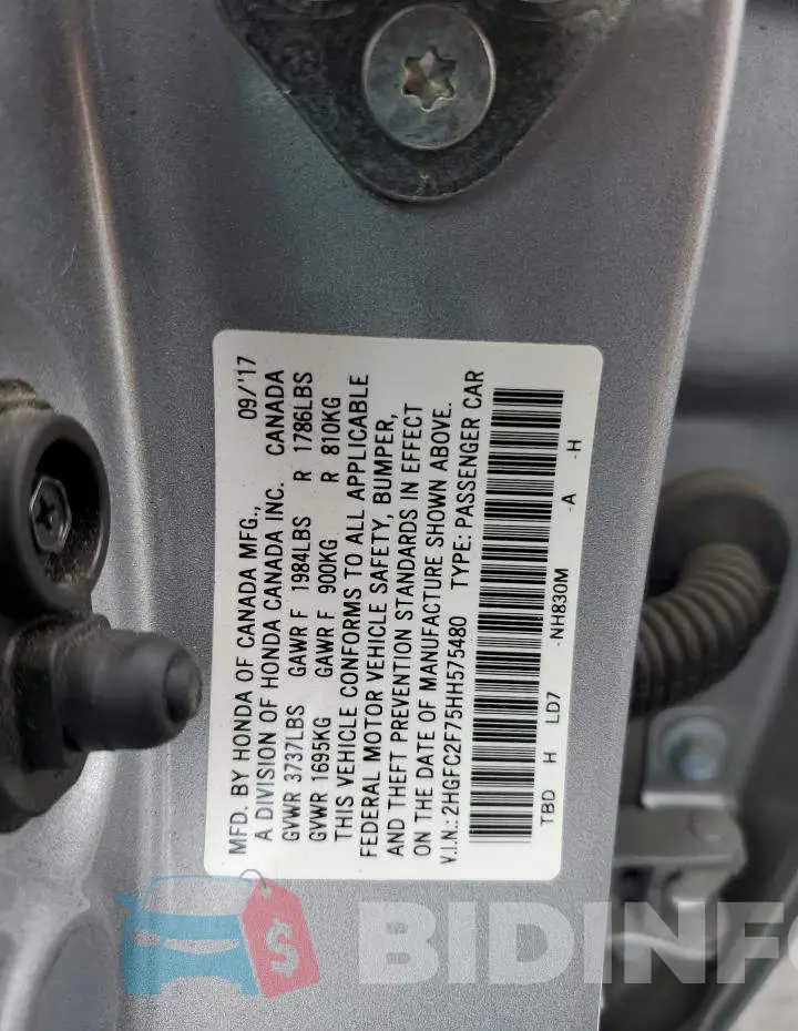 2HGFC2F75HH575480 Photo# 12