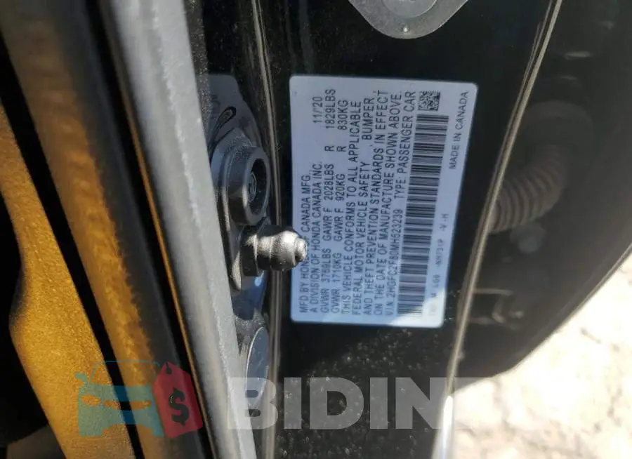 2HGFC2F80MH523239 Photo# 12