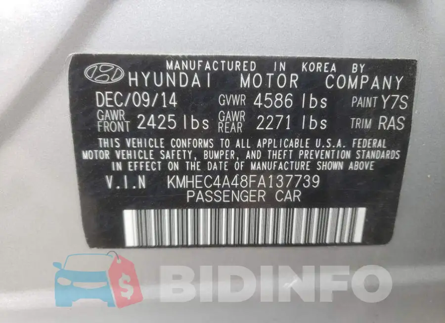 KMHEC4A48FA137739 Photo# 12