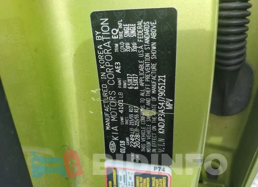 KNDJP3A54J7905121 Photo# 12