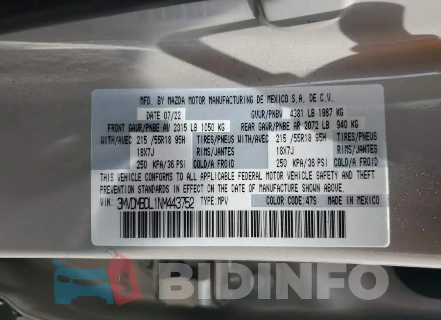 3MVDMBDL1NM443752 Photo# 13