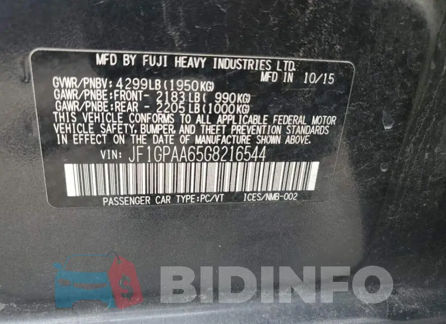 JF1GPAA65G8216544 Photo# 12