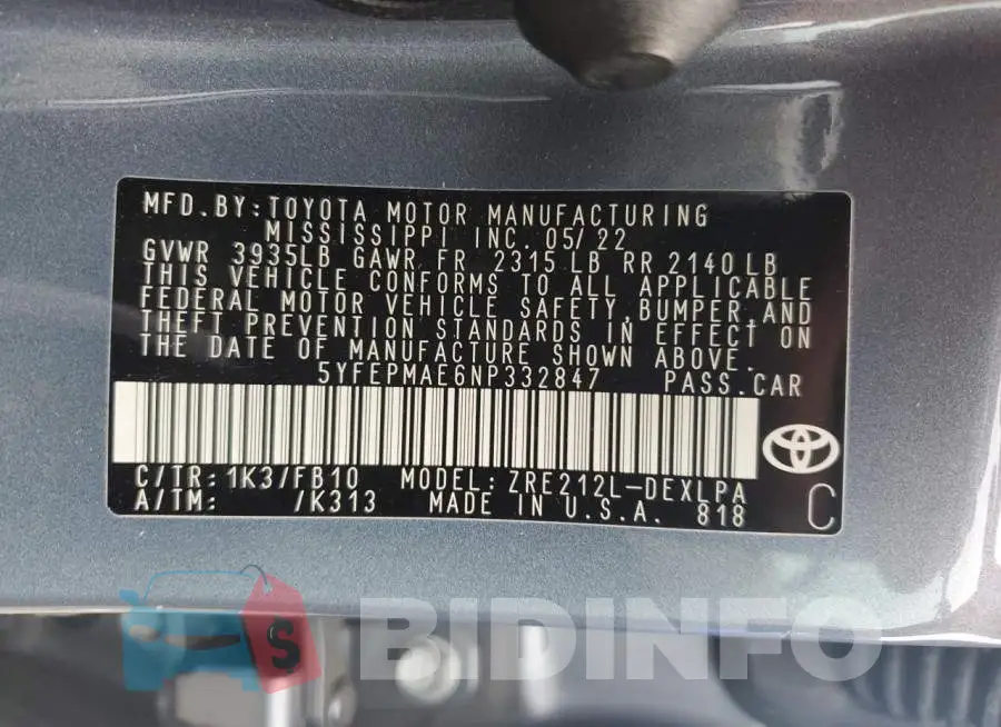 5YFEPMAE6NP332847 Photo# 12