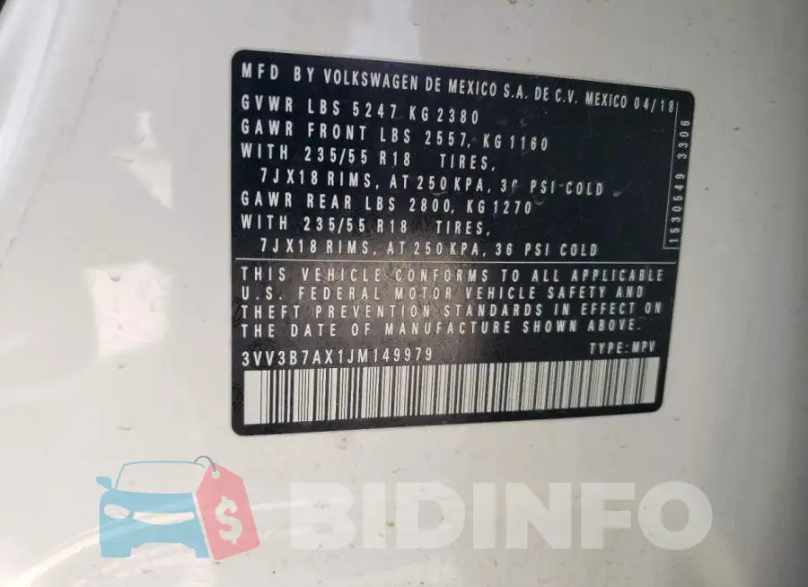 3VV3B7AX1JM149979 Photo# 14