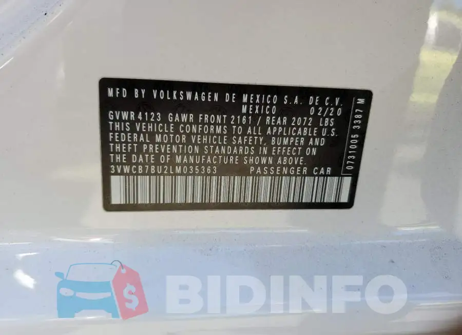 3VWCB7BU2LM035363 Photo# 13