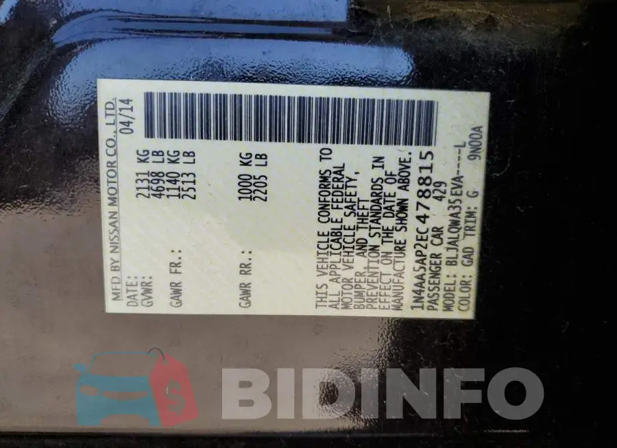 1N4AA5AP2EC478815 Photo# 12