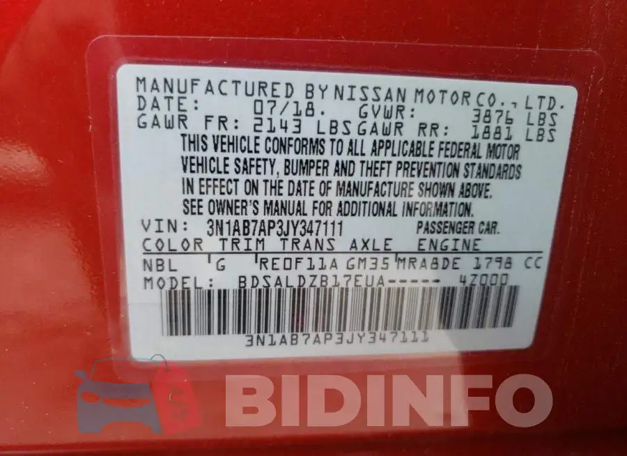 3N1AB7AP3JY347111 Photo# 12