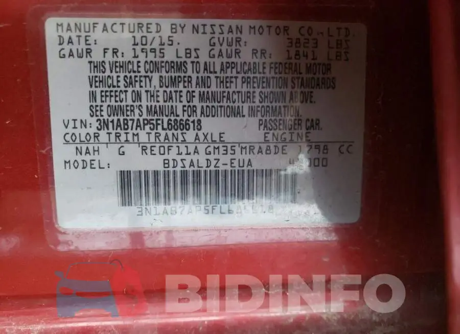 3N1AB7AP5FL686618 Photo# 12