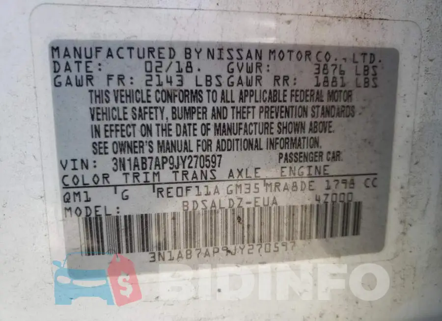 3N1AB7AP9JY270597 Photo# 12