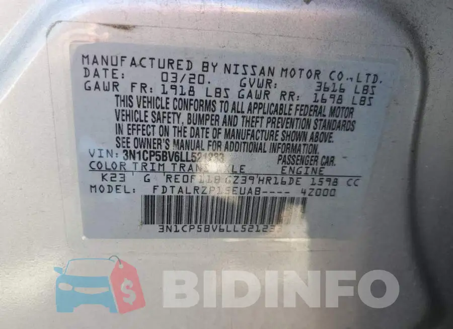 3N1CP5BV6LL521233 Photo# 13