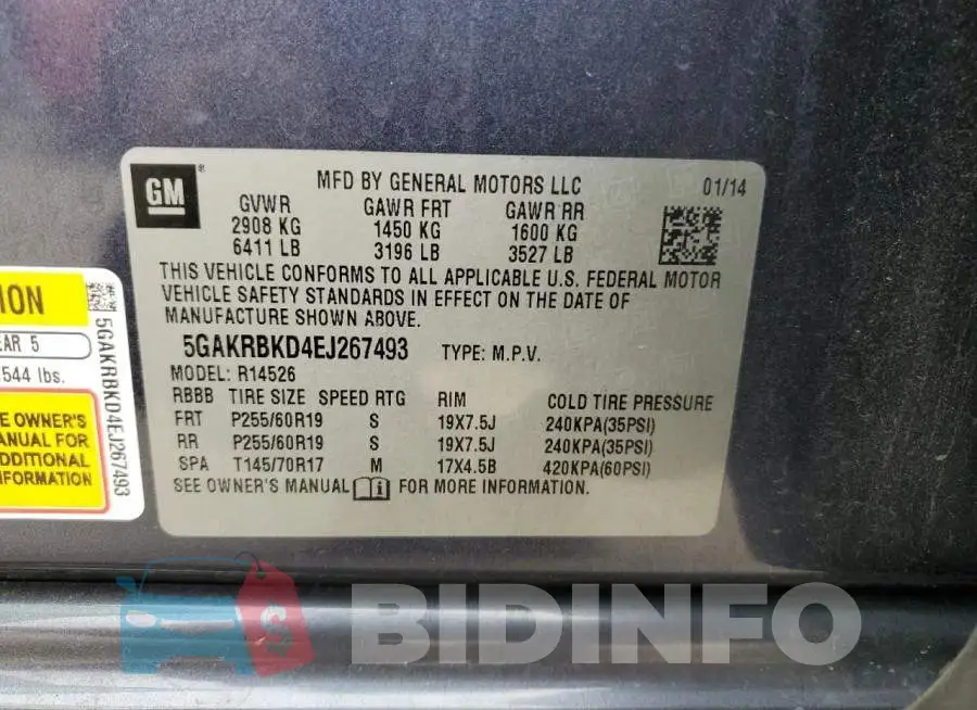 5GAKRBKD4EJ267493 Photo# 12