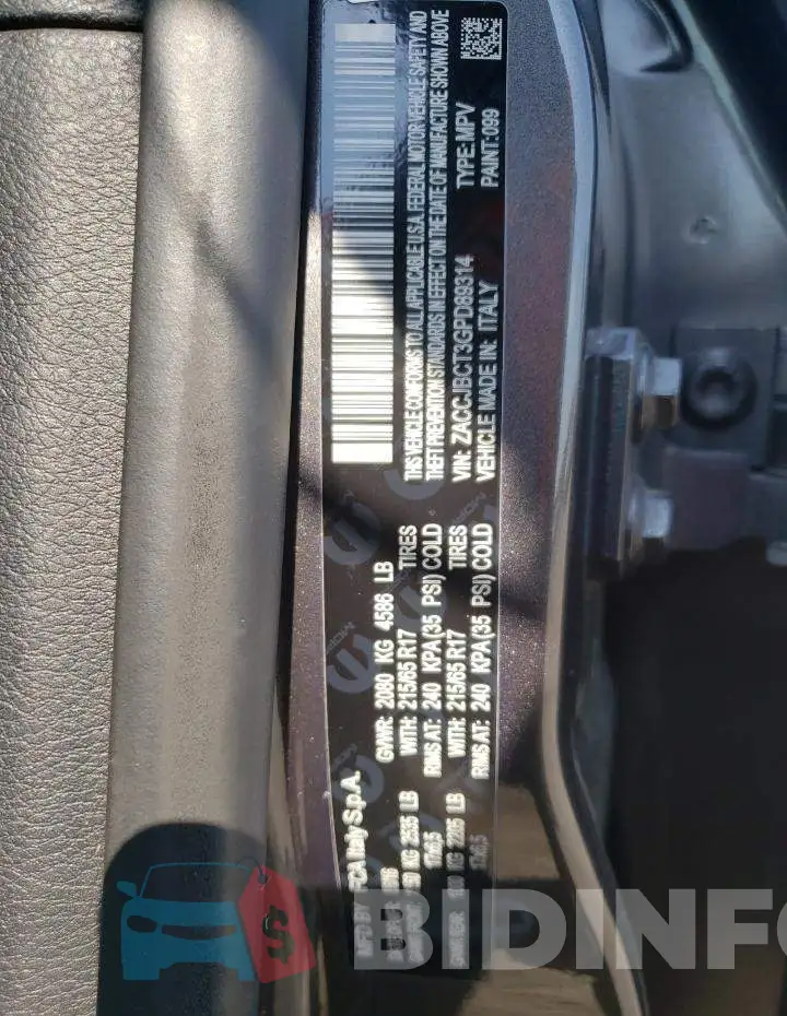 ZACCJBCT3GPD89314 Photo# 13