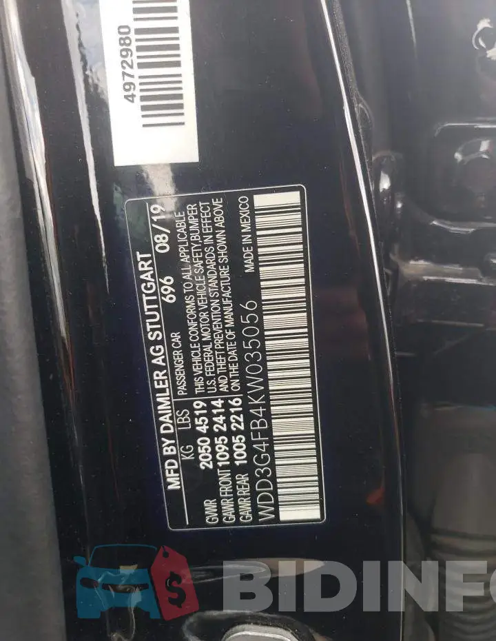 WDD3G4FB4KW035056 Photo# 13