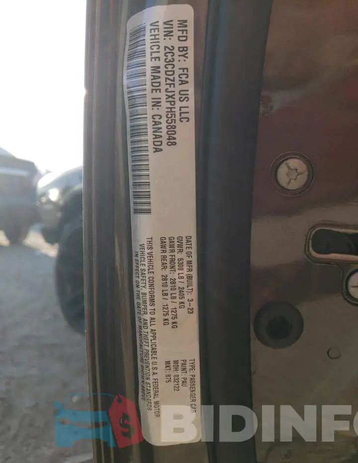 2C3CDZFJXPH558048 Photo# 12