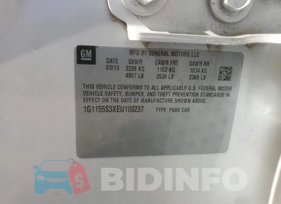 1G1155S3XEU100237 Photo# 12