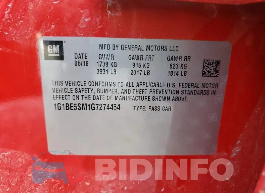 1G1BE5SM1G7274454 Photo# 13