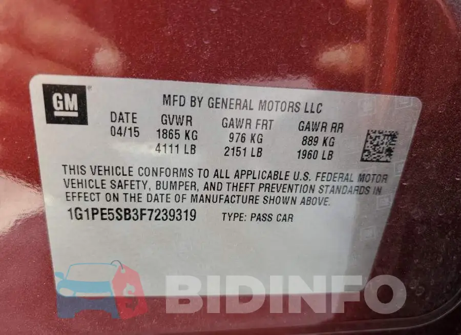 1G1PE5SB3F7239319 Photo# 12