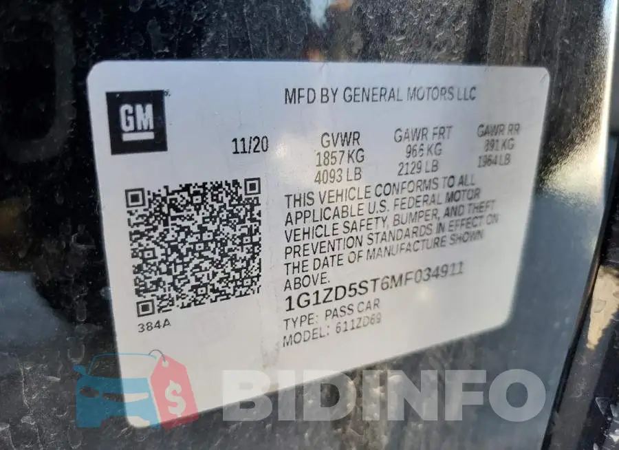 1G1ZD5ST6MF034911 Photo# 12
