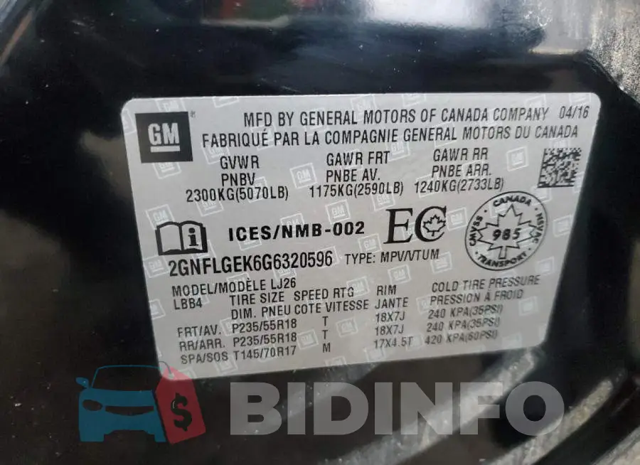2GNFLGEK6G6320596 Photo# 12
