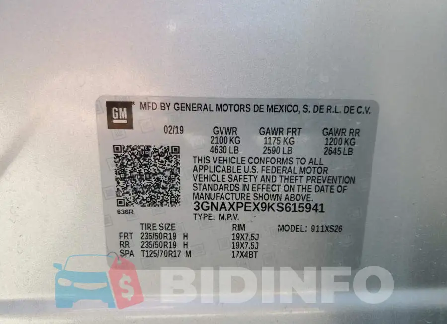 3GNAXPEX9KS615941 Photo# 13