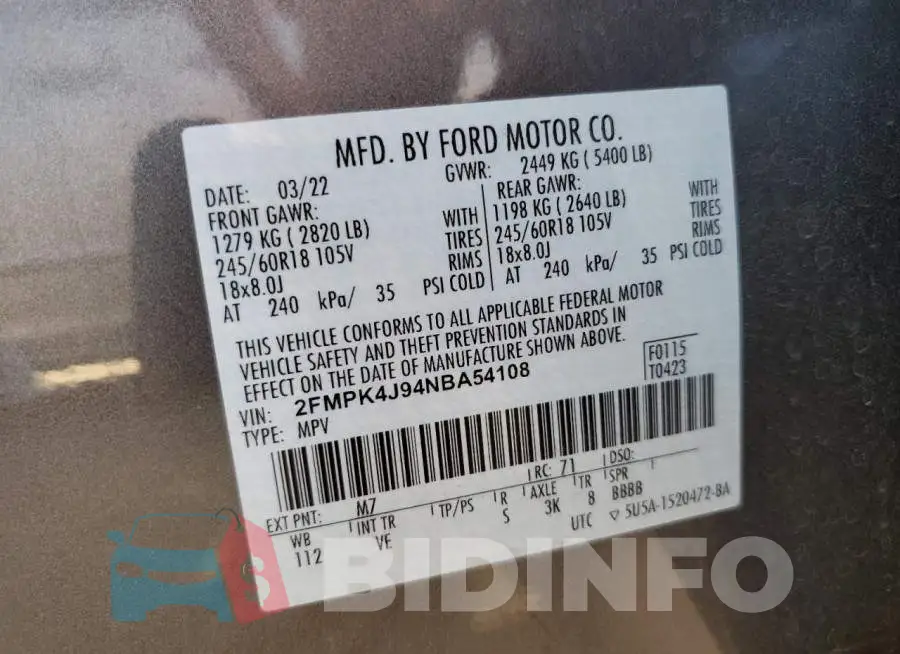 2FMPK4J94NBA54108 Photo# 13