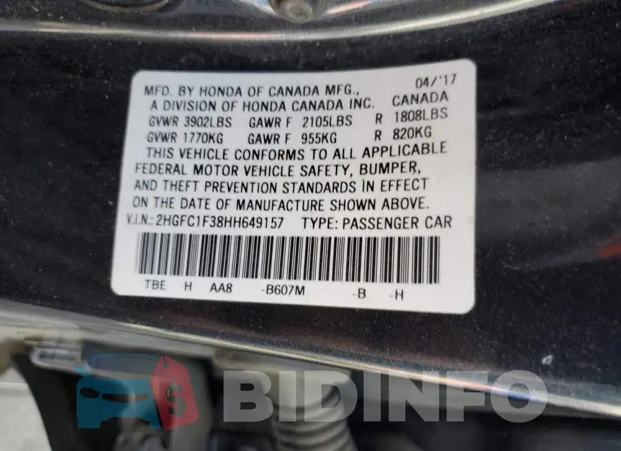 2HGFC1F38HH649157 Photo# 12