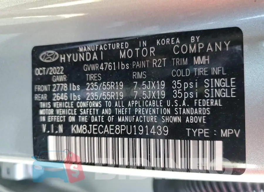 KM8JECAE8PU191439 Photo# 14