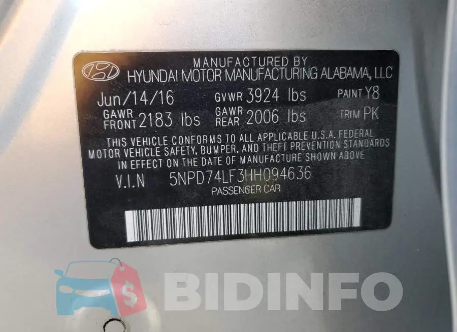 5NPD74LF3HH094636 Photo# 12