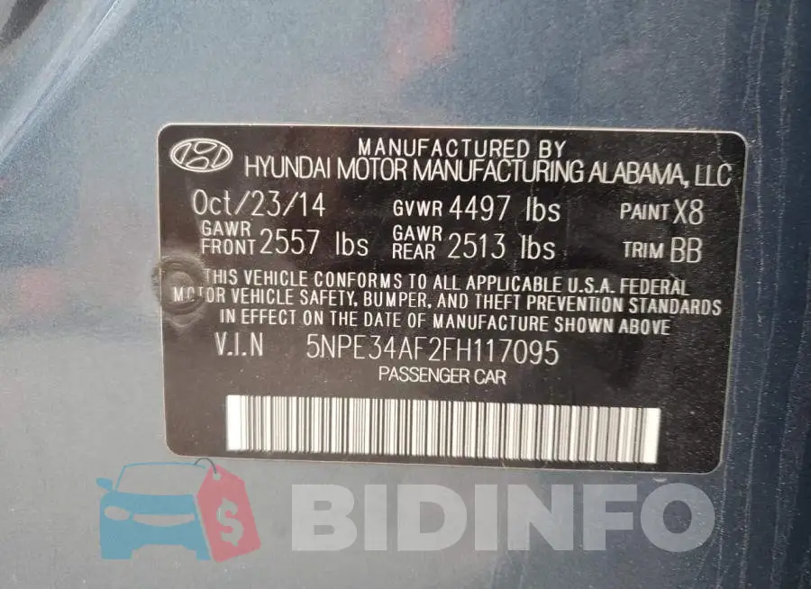 5NPE34AF2FH117095 Photo# 12