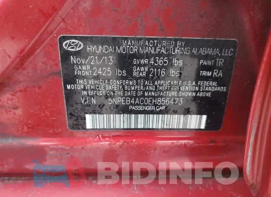5NPEB4AC0EH856473 Photo# 13