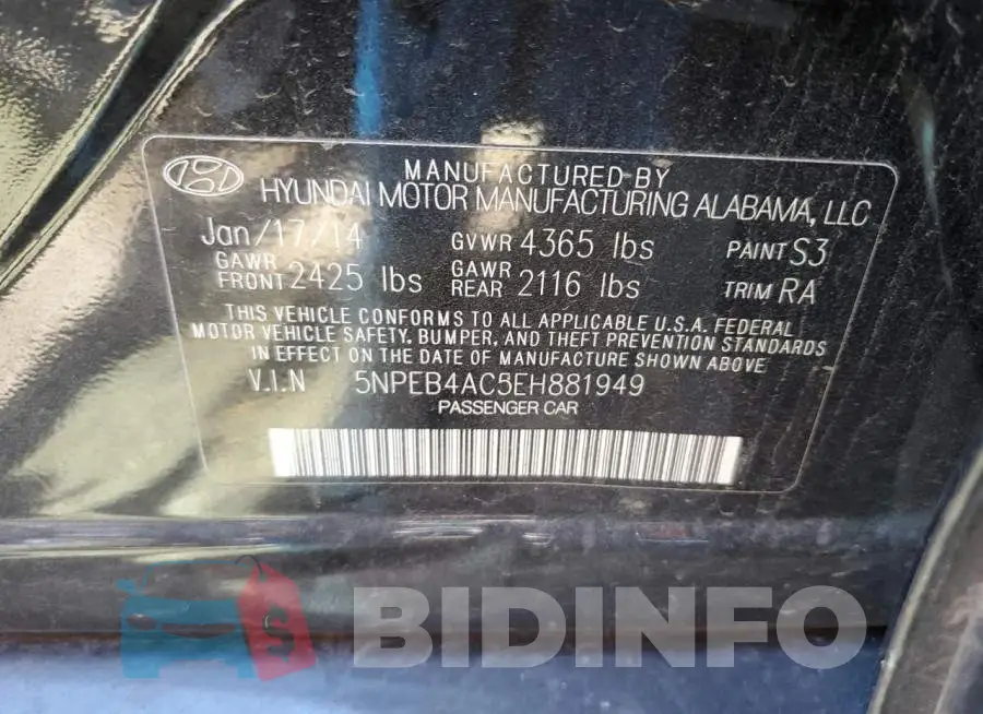 5NPEB4AC5EH881949 Photo# 12