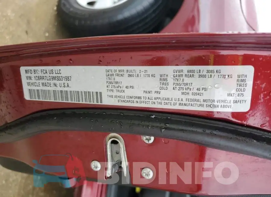 1C6RR7LG9MS531987 Photo# 12