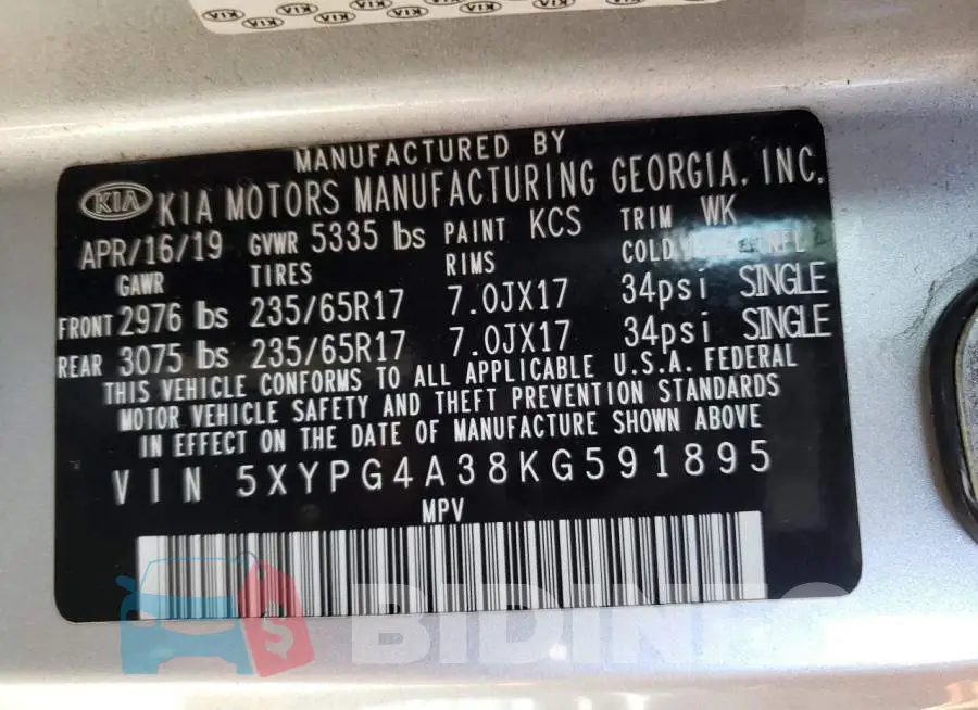 5XYPG4A38KG591895 Photo# 14
