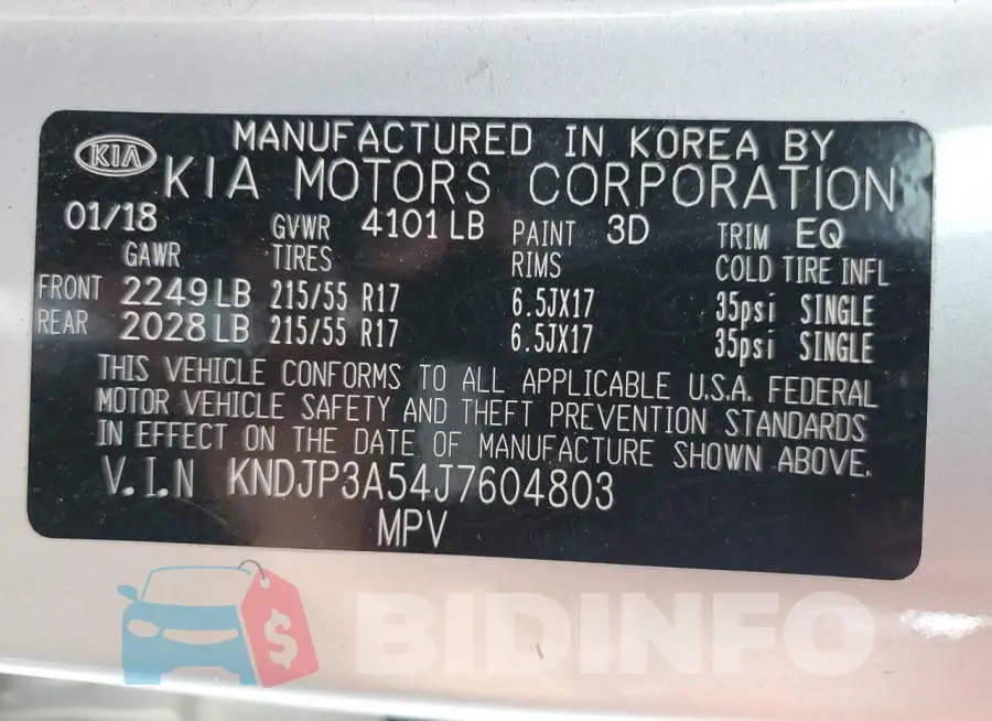 KNDJP3A54J7604803 Photo# 12