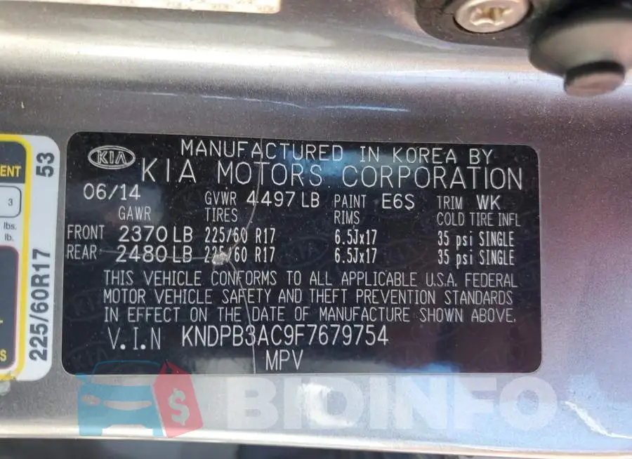 KNDPB3AC9F7679754 Photo# 13